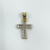 Vintage 9ct Gold 0.10ct Diamond Cross Pendant / Charm 