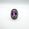 Large Amethyst Ring in Sterling Silver 925 Size L - M