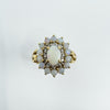 Vintage 9ct Gold Opal & Diamond Cluster Ring Size