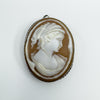 Vintage 800 Silver Large Oval Carved Shell Cameo Brooch / Pendant