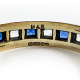 Vintage 9ct Gold Blue & White Spinel Full Eternity Band / Ring Size Q
