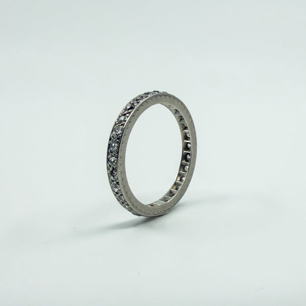 Antique Platinum Old Cut Diamond Full Eternity Band / Ring Size L - M