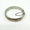 Vintage Sterling Silver & Rose Gold Engraved Floral Bangle 925 (Birm 1978)