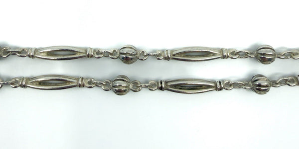Vintage Sterling Silver 17.5” Fancy Link Chain with Dog Clip & T-Bar Pendant 925