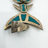 Large Vintage Articulated Skeleton Fish Turquoise Pendant 925