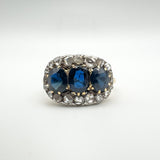 Antique 18ct Gold1.80ct Trilogy Sapphire & Rose Cut Diamond Ring Size R - S