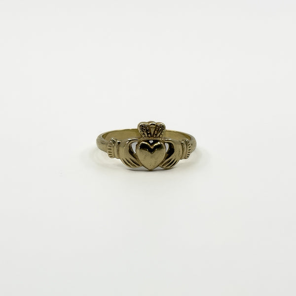Vintage 9ct Gold Irish Claddagh Ring 375 Size Q - R 