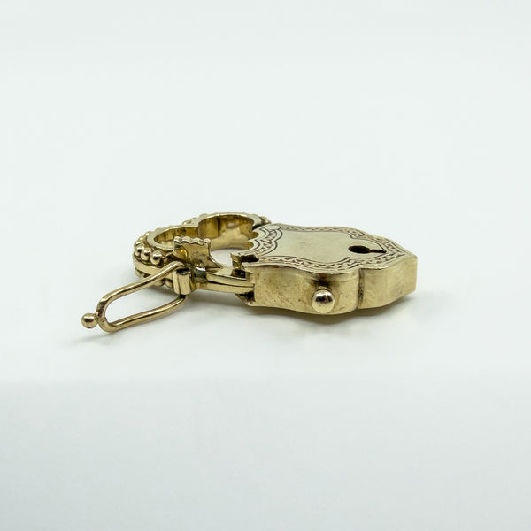 Chunky Vintage 9ct Gold Heart & Sheild Lock Padlock Pendant Charm 375 Birm 1995