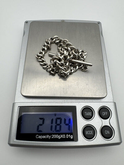Antique Albert Chain & T-Bar in Sterling Silver 925 ( Birm 1901 )