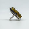 Chunky Modernist Heavy Baltic Amber Ring in Sterling Silver 925 Size L - M