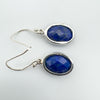 Chunky Lapis Lazuli Oval Drop Earrings on Shepherd Hooks in Sterling Silver 925