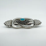 Large Chunky Vintage Sterling Silver Turquoise Brooch 925 Heavy 16g