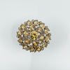 Huge Sterling Silver Citrine & CZ Cocktail Ring Size Q - R 