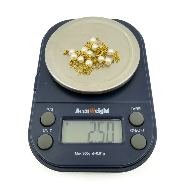 Vintage 9ct Gold Beaded Pearl 16” Chain / Necklace 375