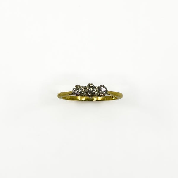 Vintage 18ct Gold 0.30ct Diamond Trilogy Ring 750 Size Q