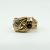 Antique 9ct Rose Gold Double Snake Diamond & Garnet Ring Size U (Chester 1909)