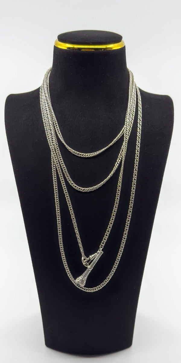 Vintage Sterling Silver 72” Guard / Muff Chain Dog Clip & Charm 925 58g