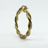 Large Vintage Twisted 9ct Gold Hoop Earrings 375