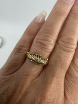 Antique 18ct Gold 0.32ct Diamond Boat Ring 750 Size N (Birm 1914)