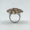 Huge Sterling Silver Citrine & CZ Cocktail Ring Size Q - R 