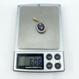 Vintage 18ct Gold Blue Enamel & Diamond Pendant