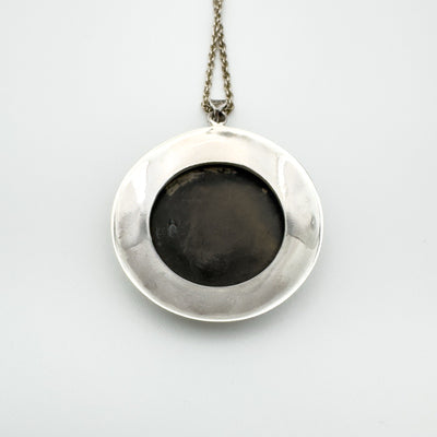 Large Chunky Black Onyx Pendant & 18” Chain in Sterling Silver 925