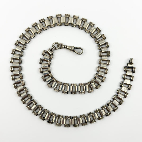 Antique Victorian Sterling Silver Reversible 18.5" Book Chain 925