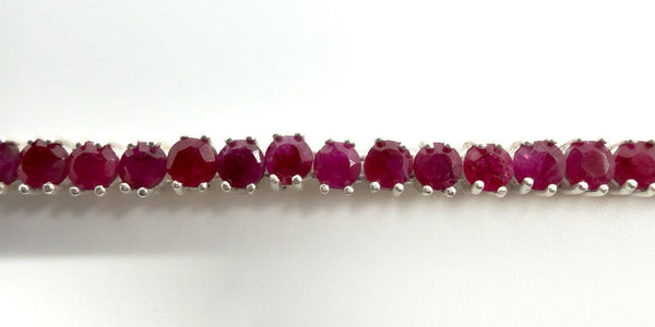 18.4" Sterling Silver 27ct Natural Ruby Tennis Necklace 925