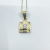 Modernist Square CZ Pendant & 18” Chain / Necklace 925