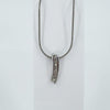 9ct White Gold 0.10ct Diamond Bar Drop Pendant & 16” Snake Chain 
