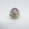 Huge Chunky Sterling Silver Amethyst Ring 925 Size M