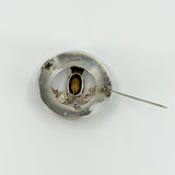Large Vintage Sterling Silver Citrine Celtic Thistle Brooch 925 by Ward Bros
