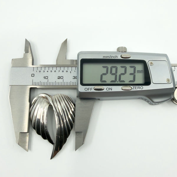 Large Sterling Silver Vintage Double Angel Wings Brooch 925