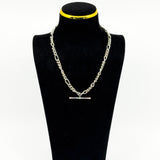 Vintage Sterling Silver Fancy Figaro Link 17” Albert Chain & T-Bar 925