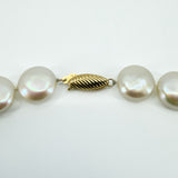 14ct Gold Cultured Freshwater Button / Disk Pearl 18” Necklace 585