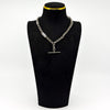 Antique Sterling Silver Chunky Fancy Link 15.8” Albert Chain & T-Bar 925
