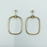 Unusual Large Rectangular 9ct Gold Hoop Earrings 375