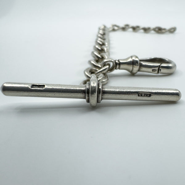 Antique Chunky Oval Links Bracelet with Dog Clip & T-Bar 925 31g