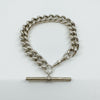 Chunky Sterling Silver Vintage Curb Links Bracelet & Large T-Bar Charm 925 61g
