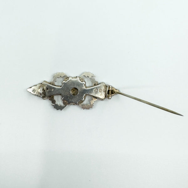 Antique Victorian Sterling Silver Scottish Thistle Brooch 925 (Birmingham 1876)