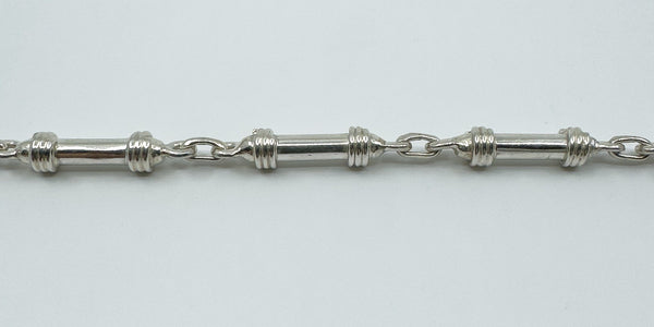 Chunky Sterling Silver Tubular Barrel Links 18" Chain & Toggle T-Bar 925 55g