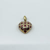 Vintage 9ct Gold Puffy Ruby & Diamond Heart Pendant 375