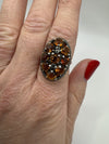 Huge Chunky Sterling Silver 4.50ct Citrine & Marcasite Cocktail Ring Size O - P