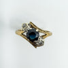Vintage 9ct Gold 0.60ct Diamond & Sapphire Trilogy Ring Size N (London 1979) 