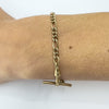 Vintage 9ct Gold Figaro Chain 7.8” Bracelet & T-Bar Charm 375 (Birmingham 1991)