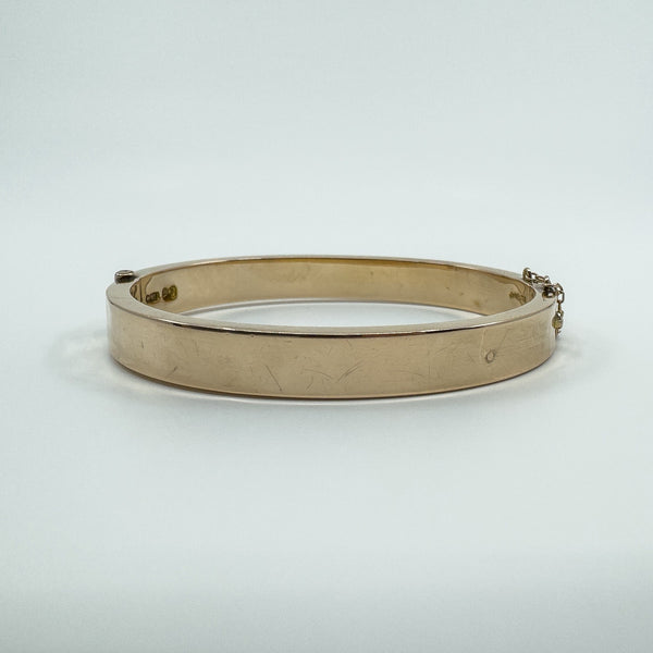 Antique 9ct Rose Gold Oval Ivy Engraved Hinged Bangle Bracelet 375 Chester 1898
