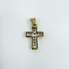 Vintage 9ct Gold 0.10ct Diamond Cross Pendant / Charm 