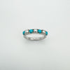 Pearl & Turquoise Half Hoop Band Ring in Sterling Silver Size K - L
