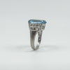 Chunky Sterling Silver 8ct Blue Topaz Ring 925 Size N 