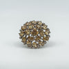 Huge Sterling Silver Citrine & CZ Cocktail Ring Size Q - R 